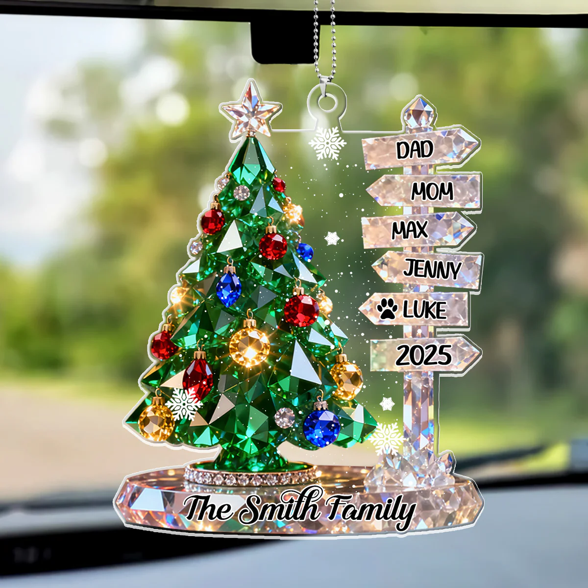 Family Signpost Custom Name - Personalized Car Acrylic Hanging Ornament