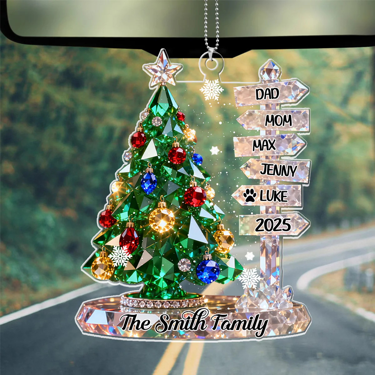 Family Signpost Custom Name - Personalized Car Acrylic Hanging Ornament - Image 2