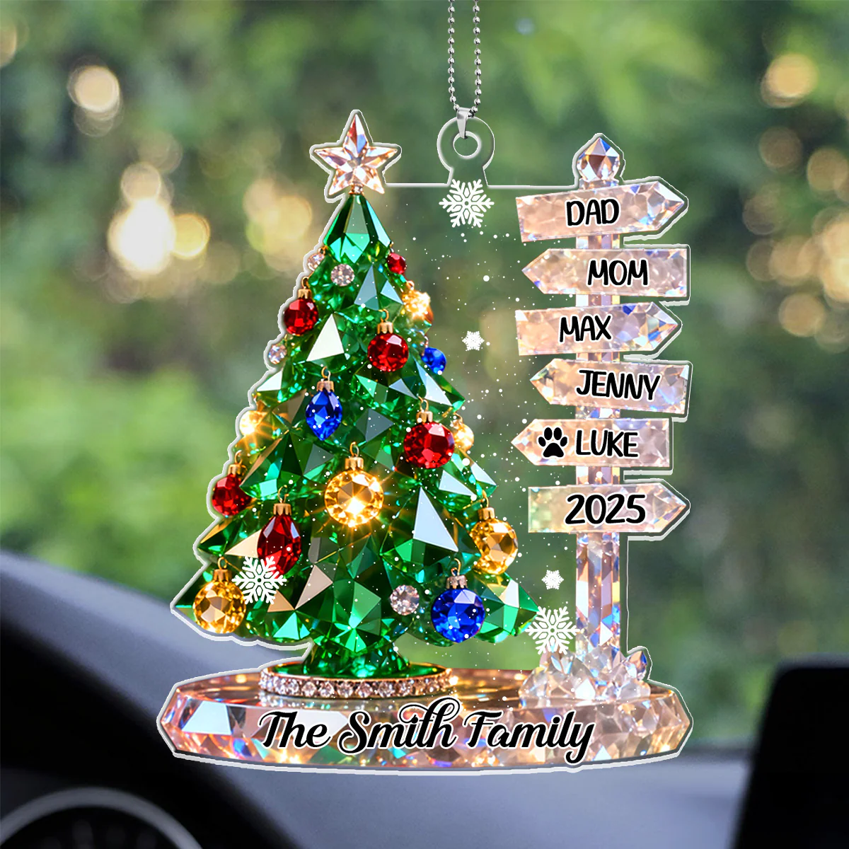 Family Signpost Custom Name - Personalized Car Acrylic Hanging Ornament - Image 3