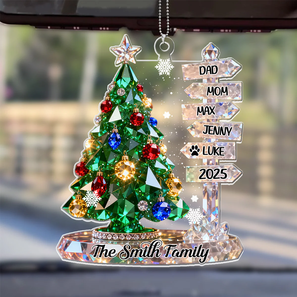 Family Signpost Custom Name - Personalized Car Acrylic Hanging Ornament - Image 4