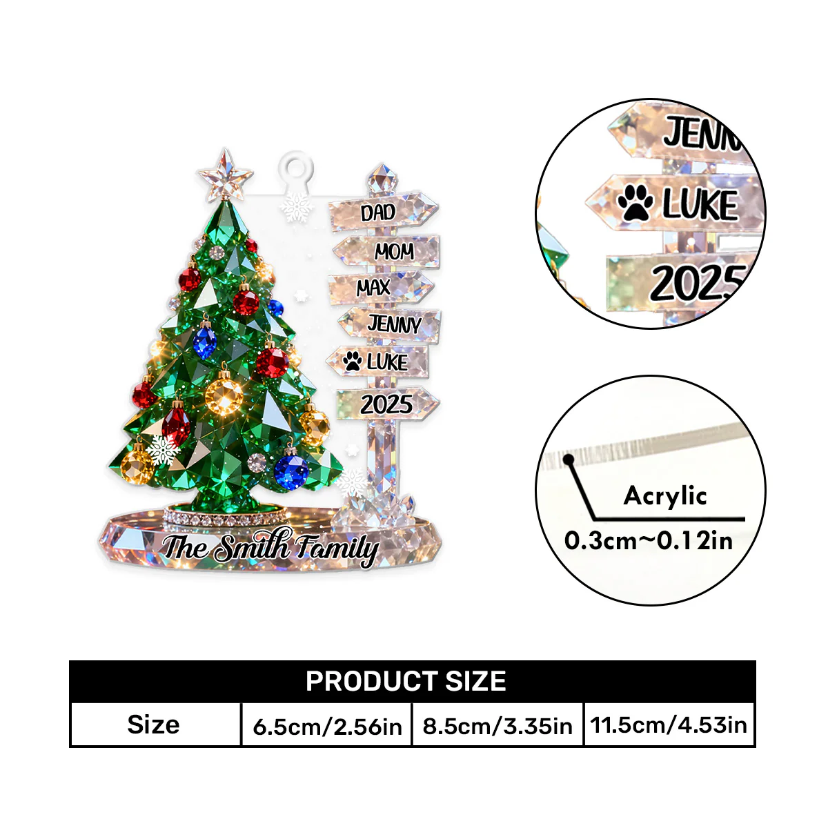 Family Signpost Custom Name - Personalized Car Acrylic Hanging Ornament - Image 5