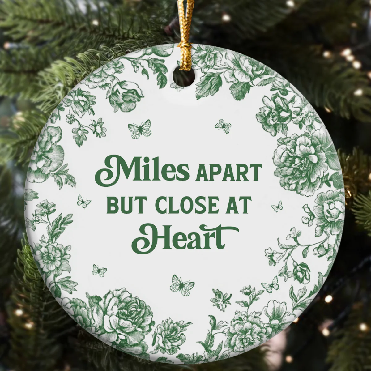Family Ties Defy All Distance - Personalized Round Shaped Ceramic Ornament - Image 6