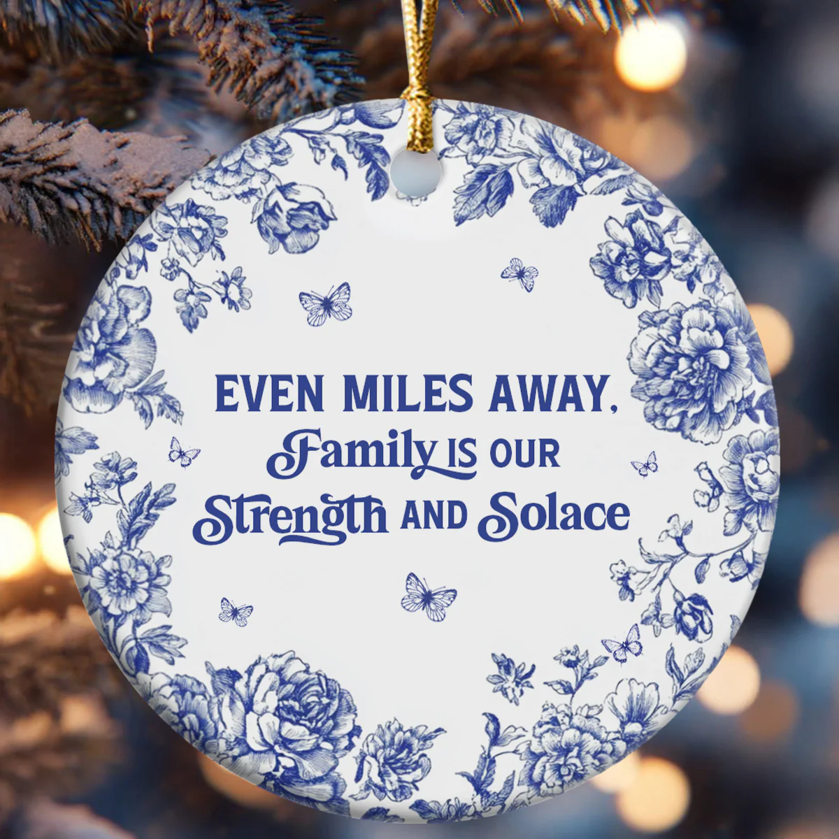 Family Ties Defy All Distance - Personalized Round Shaped Ceramic Ornament - Image 7