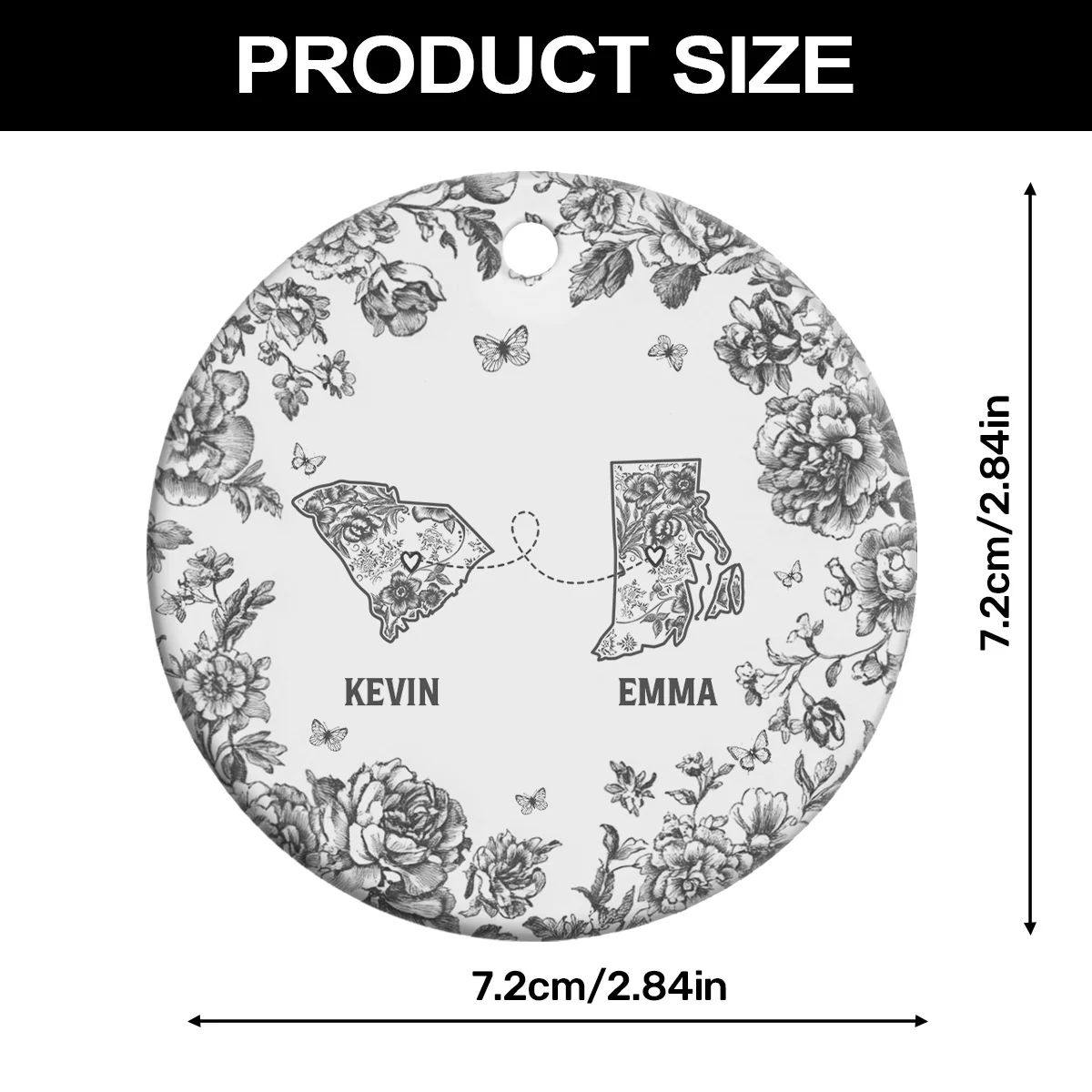 Family Ties Defy All Distance - Personalized Round Shaped Ceramic Ornament - Image 8