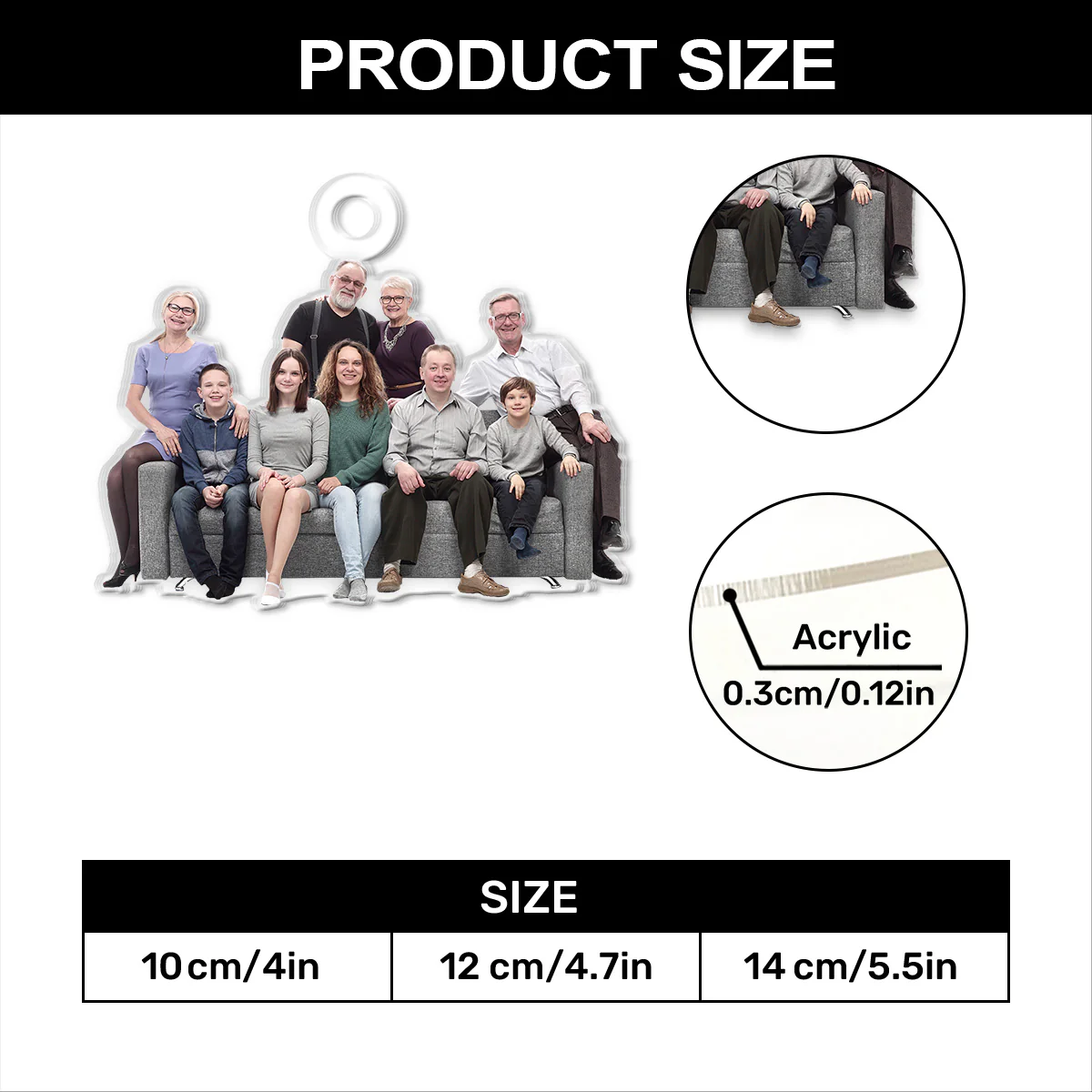 Family Together Custom Photo - Personalized 1-Layer Acrylic Ornament - Image 4