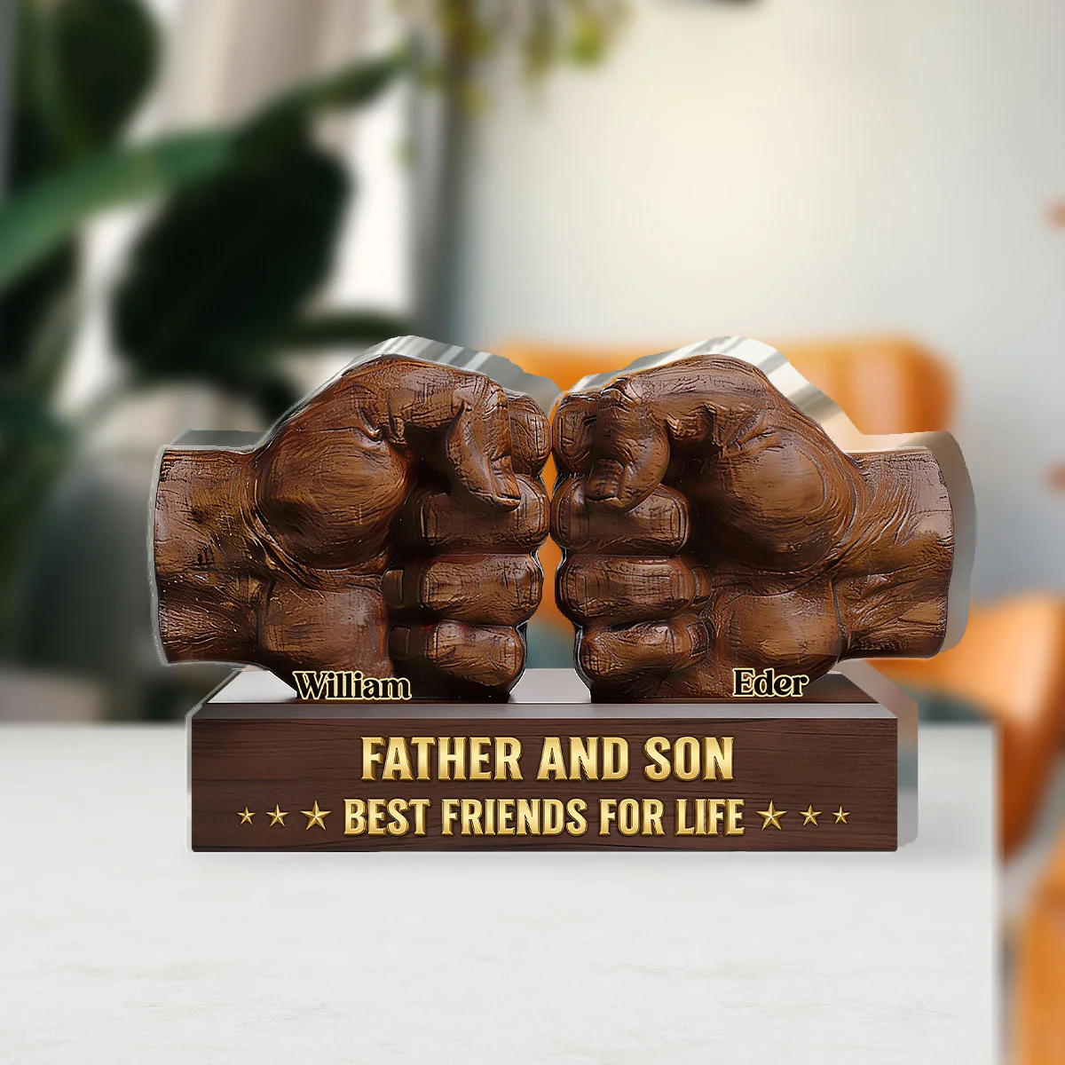 Father And Son Best Friends For Life Gift For Dad, Grandpa - Personalized Custom Shaped Acrylic Plaque - Image 3