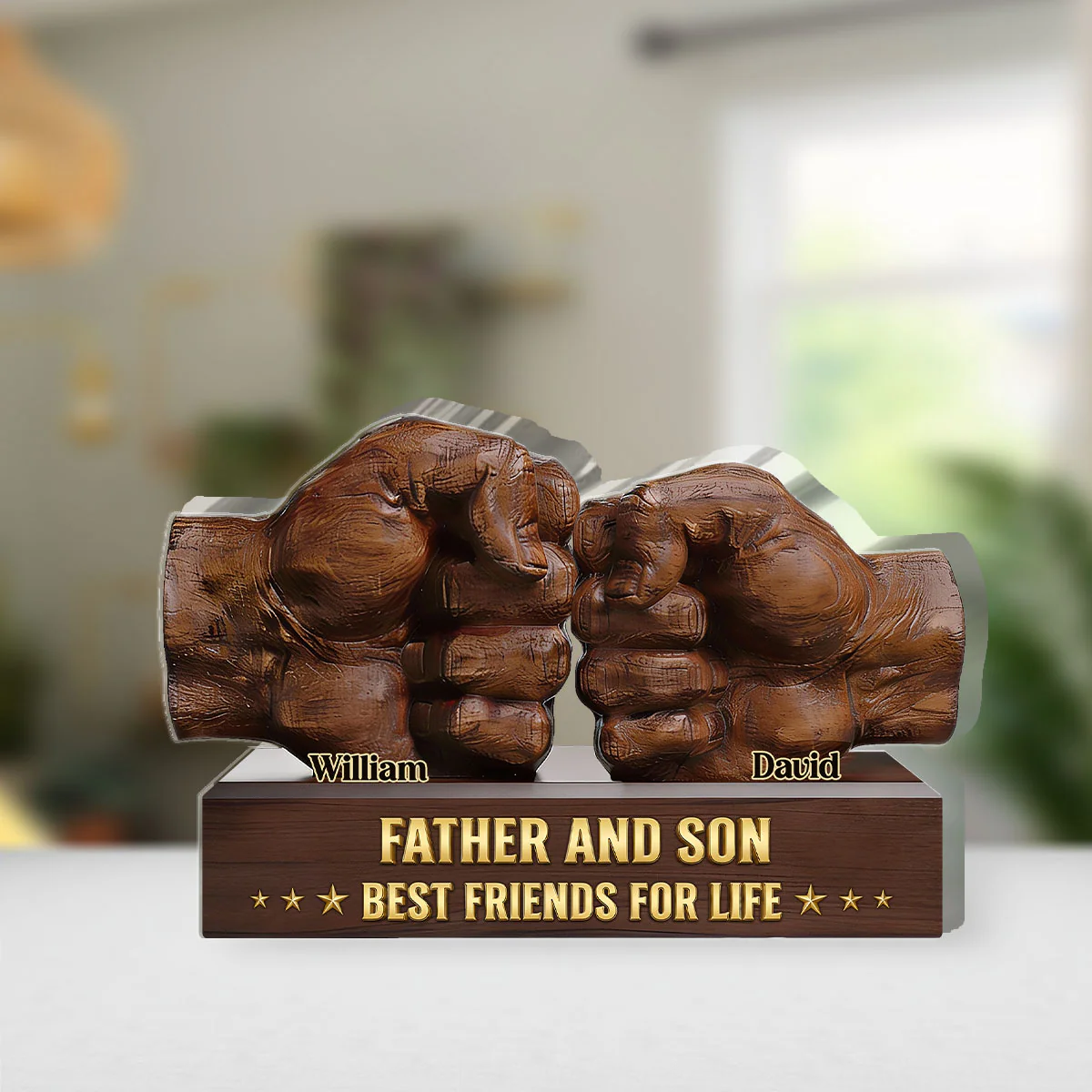 Father And Son Best Friends For Life Gift For Dad, Grandpa - Personalized Custom Shaped Acrylic Plaque - Image 4