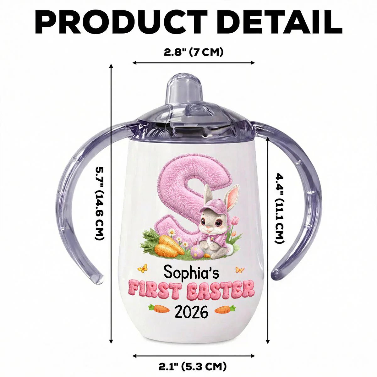 Faux Chenille Easter - Personalized Sippy Cup With Handles - Image 4