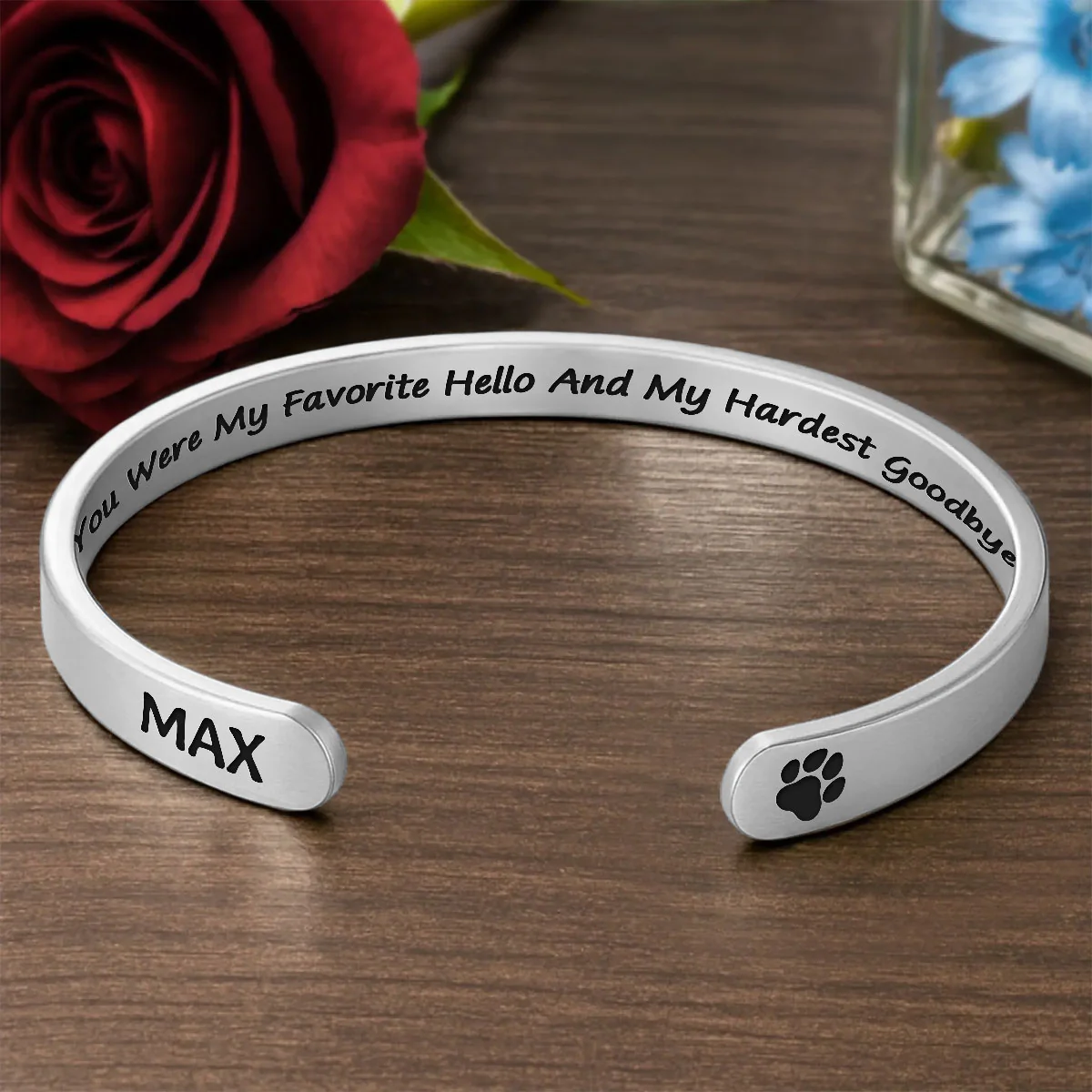 Favorite Hello, Hardest Goodbye - Personalized Cuff Bangle Bracelet With Box - Image 2