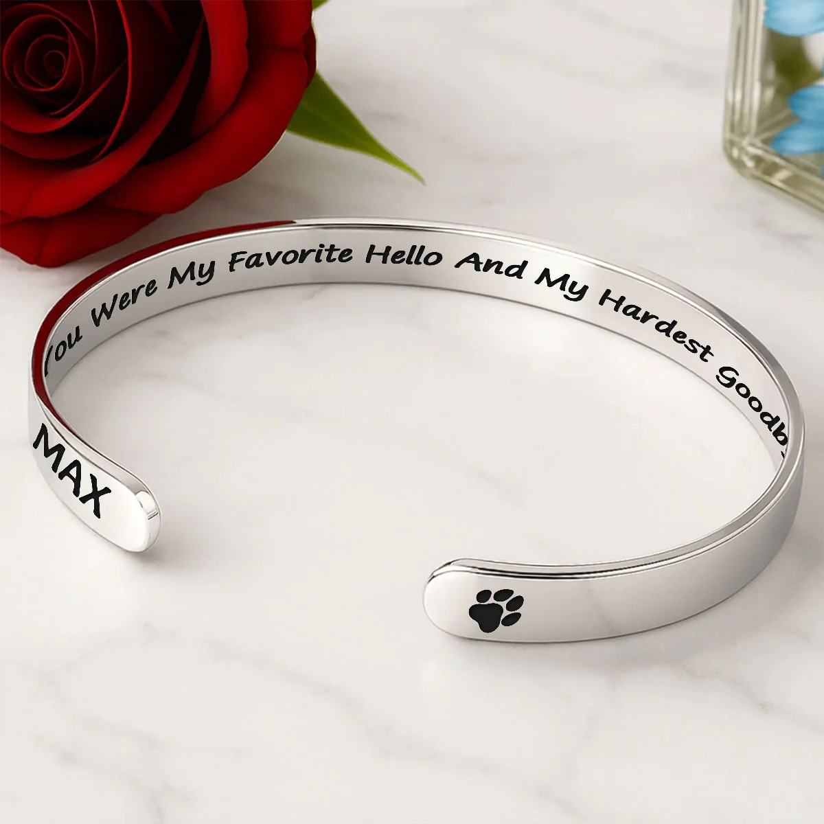 Favorite Hello, Hardest Goodbye - Personalized Cuff Bangle Bracelet With Box - Image 4