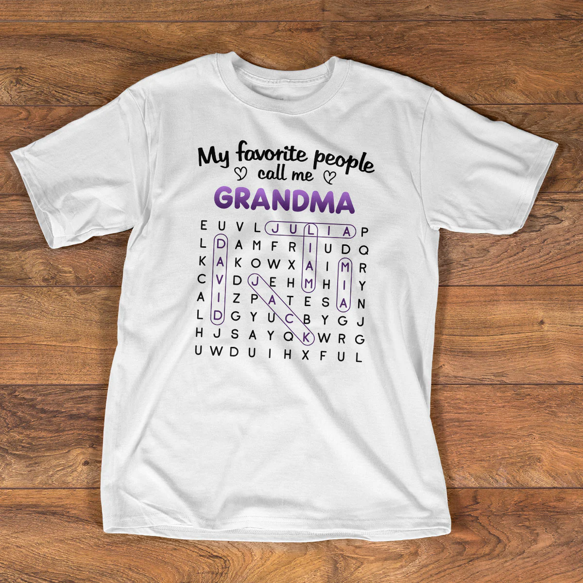 Favorite People Call Me Grandma Word Search Puzzle  - Personalized 2D Unisex T-shirt - Image 3