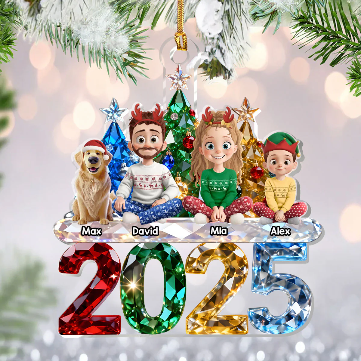 Festive Family 2025 - Personalized 1-Layer Acrylic Ornament