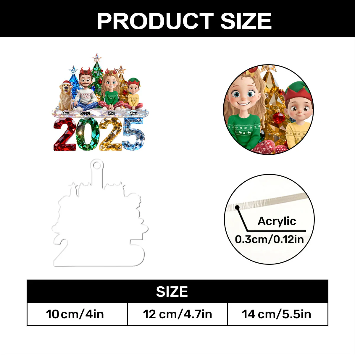 Festive Family 2025 - Personalized 1-Layer Acrylic Ornament - Image 7