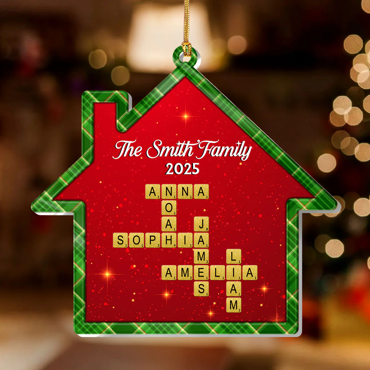 Festive Family Crossword - Personalized 1-Layer Acrylic Ornament - Image 2