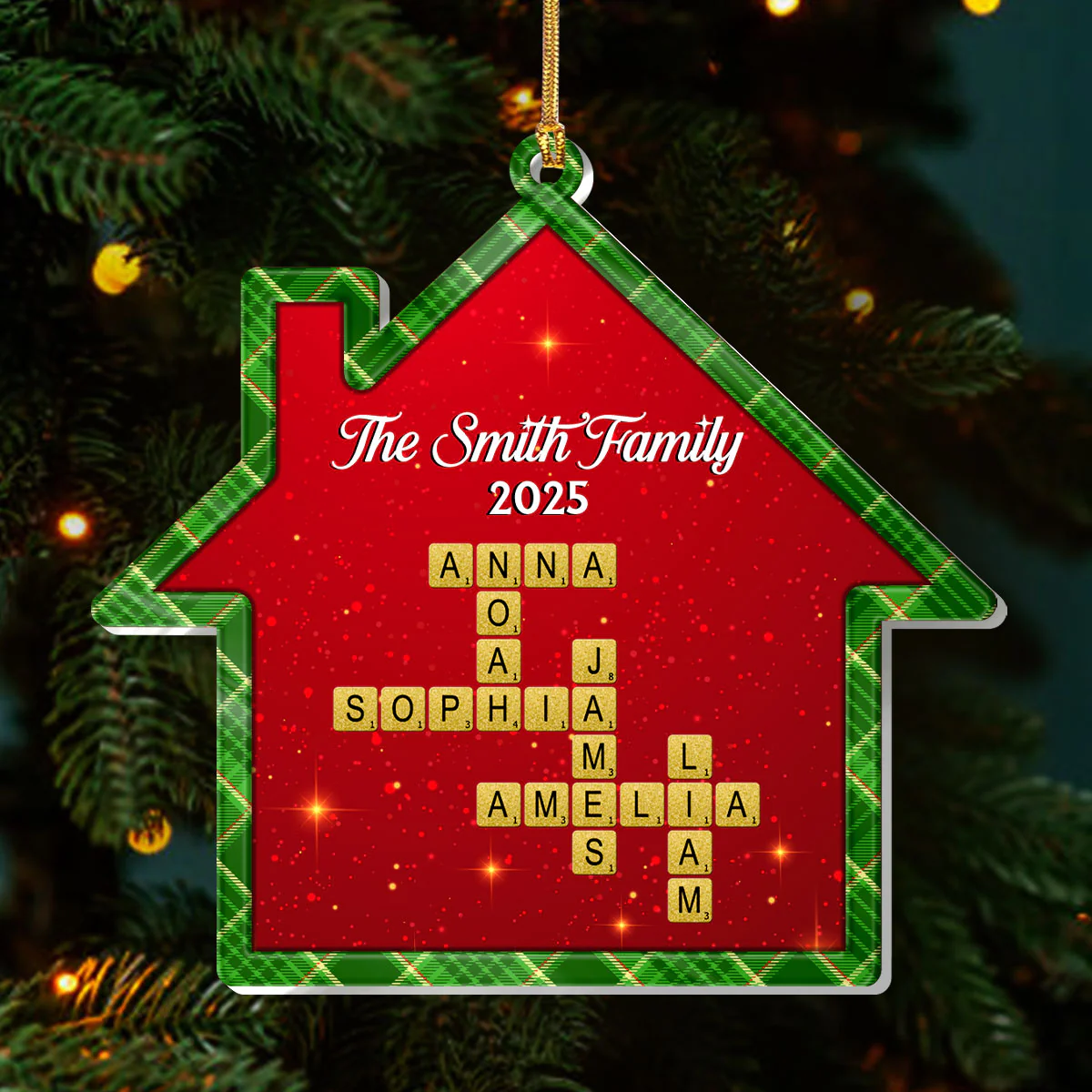 Festive Family Crossword - Personalized 1-Layer Acrylic Ornament - Image 3