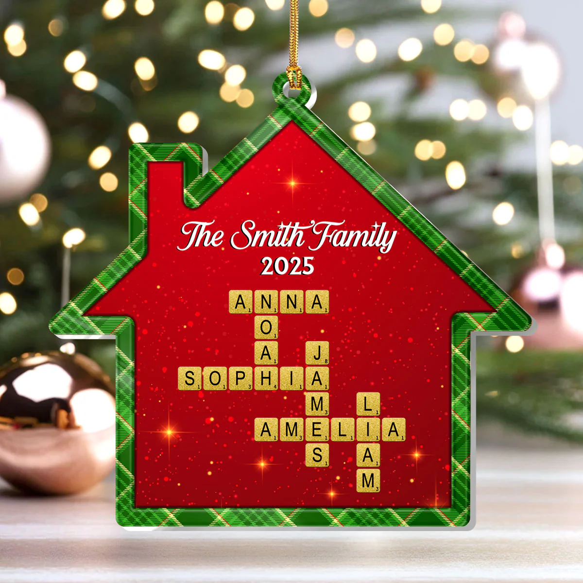 Festive Family Crossword - Personalized 1-Layer Acrylic Ornament - Image 4