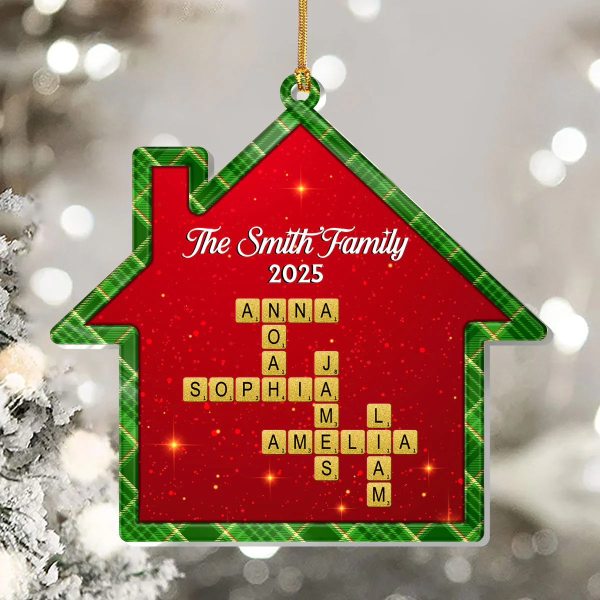 Festive Family Crossword - Personalized 1-Layer Acrylic Ornament - Image 5