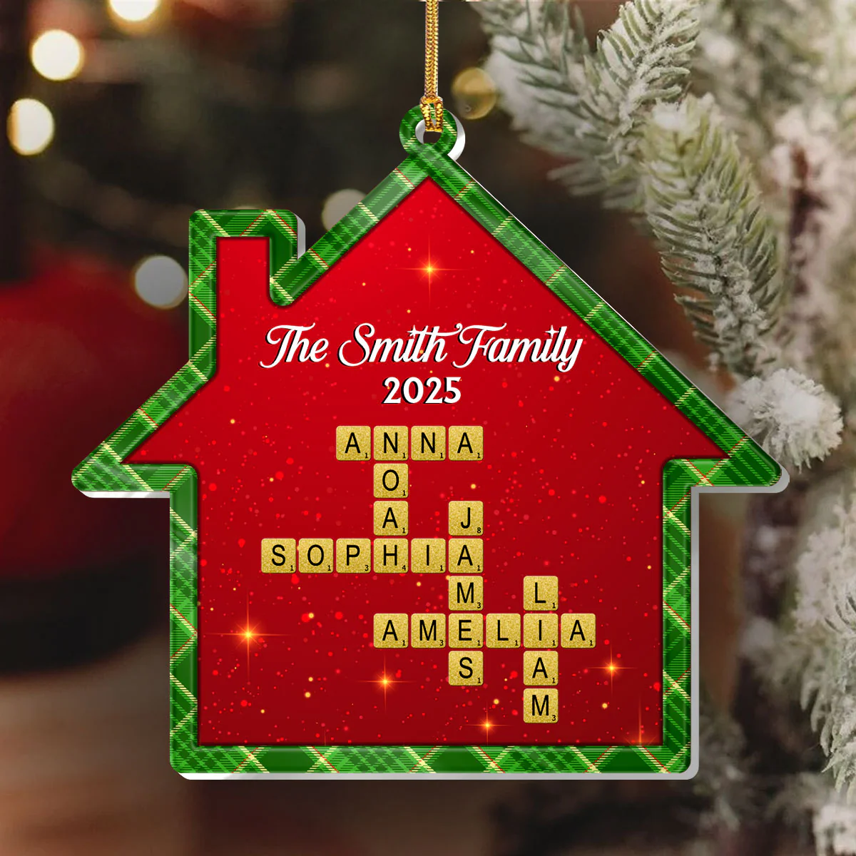 Festive Family Crossword - Personalized 1-Layer Acrylic Ornament - Image 6