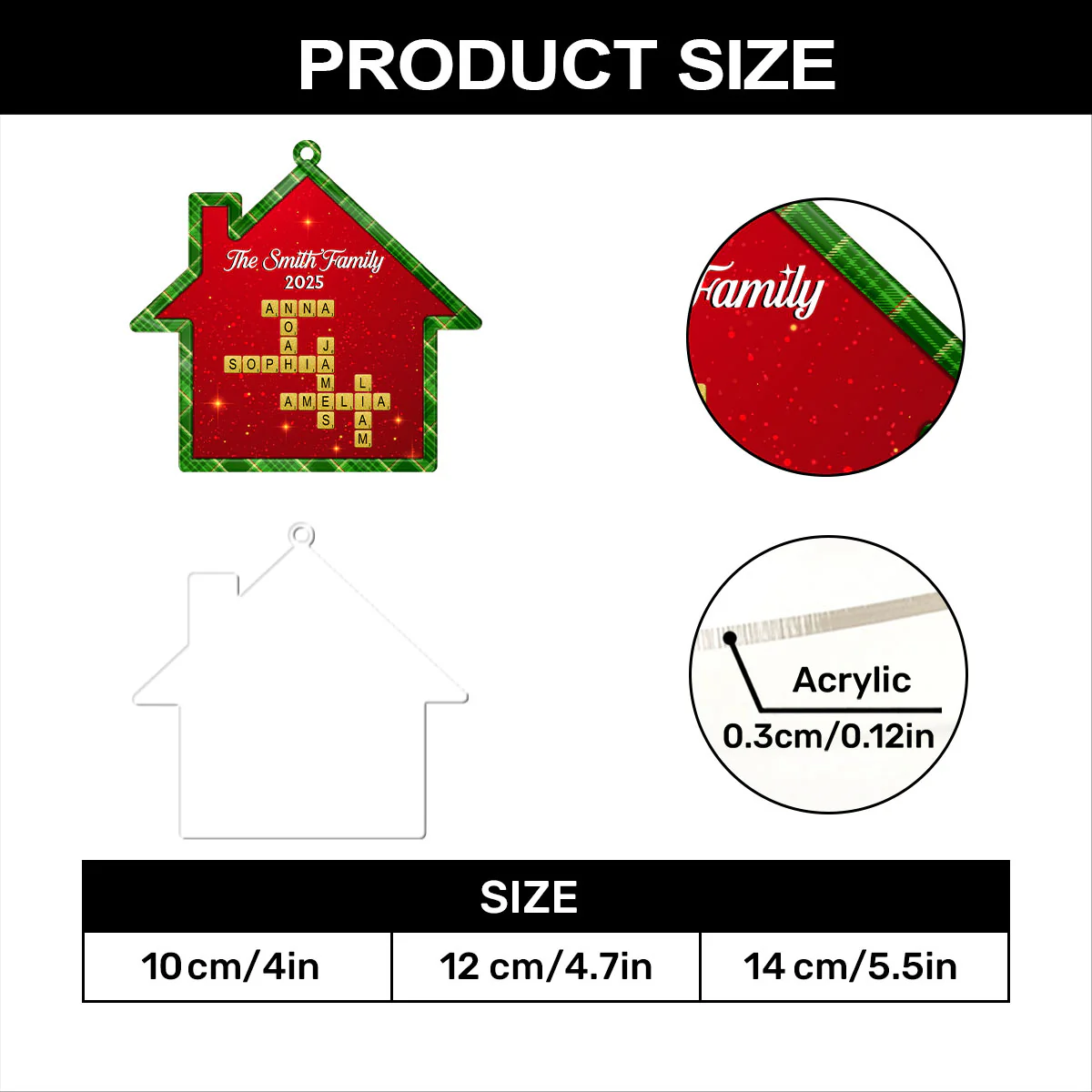 Festive Family Crossword - Personalized 1-Layer Acrylic Ornament - Image 7