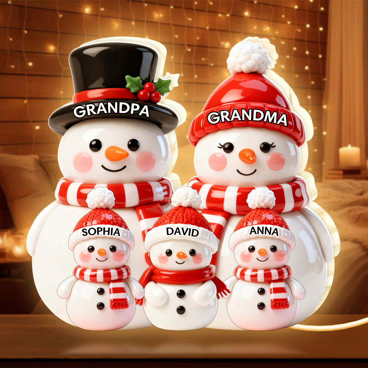 Festive Snowman Family - Personalized Light Box - Image 5