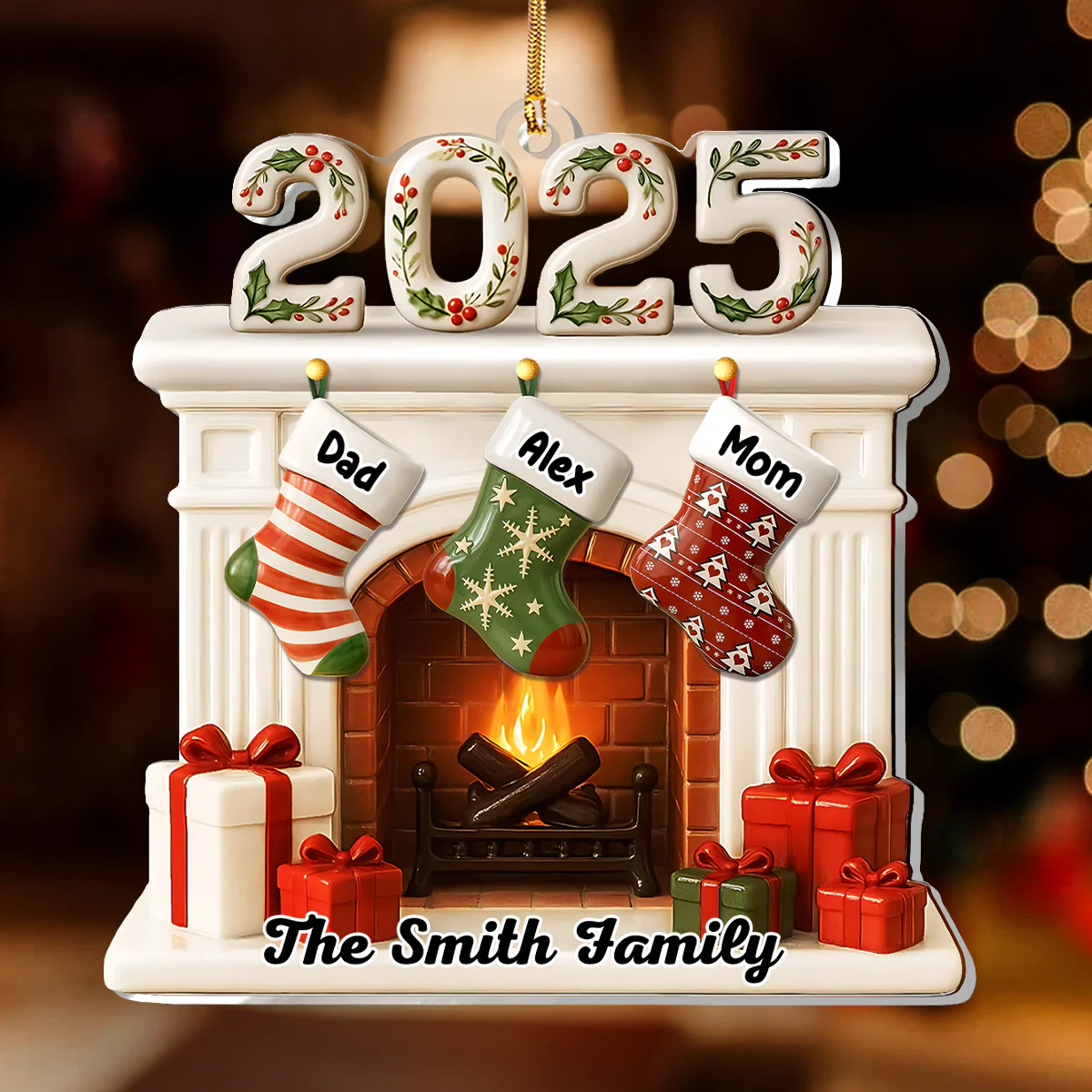 Fireside Memories  - Personalized 1-Layer Acrylic Ornament - Image 2