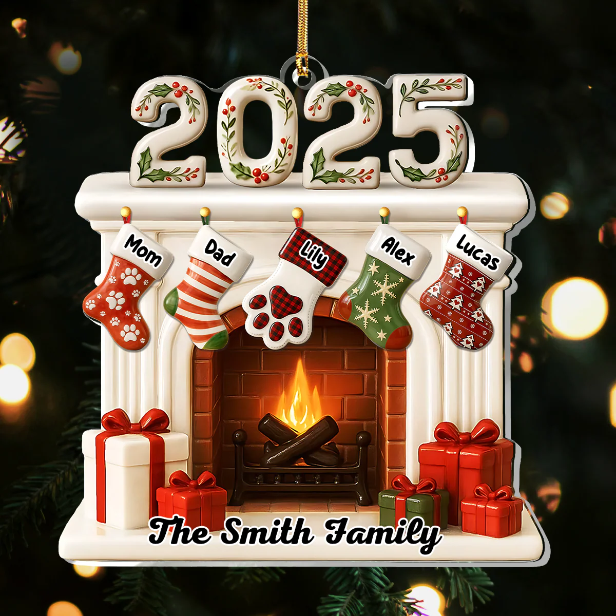 Fireside Memories  - Personalized 1-Layer Acrylic Ornament - Image 3