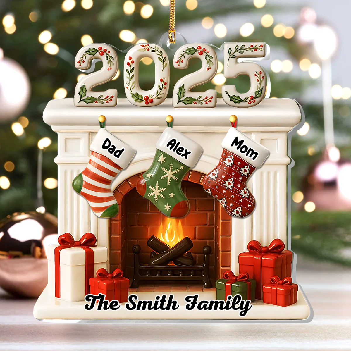 Fireside Memories  - Personalized 1-Layer Acrylic Ornament - Image 4