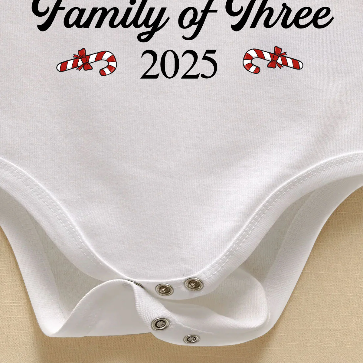 First Christmas As A Family Of 3 - Personalized Long Sleeve Baby Onesie - Image 4