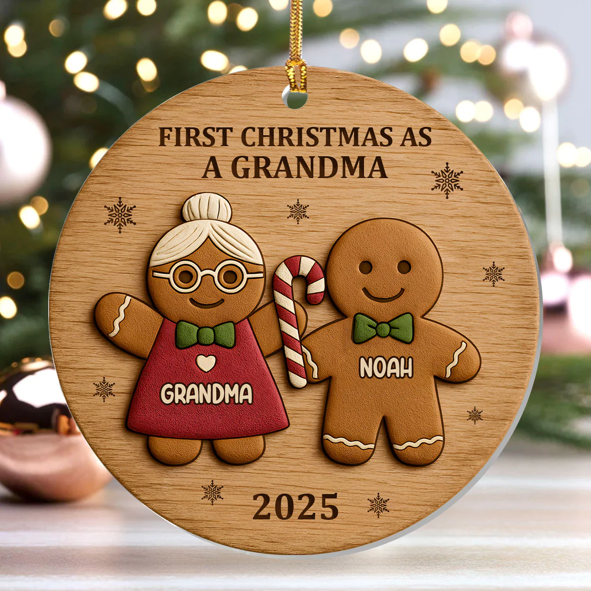 First Christmas As A Grandma - Personalized 1-Layer Acrylic Ornament - Image 4