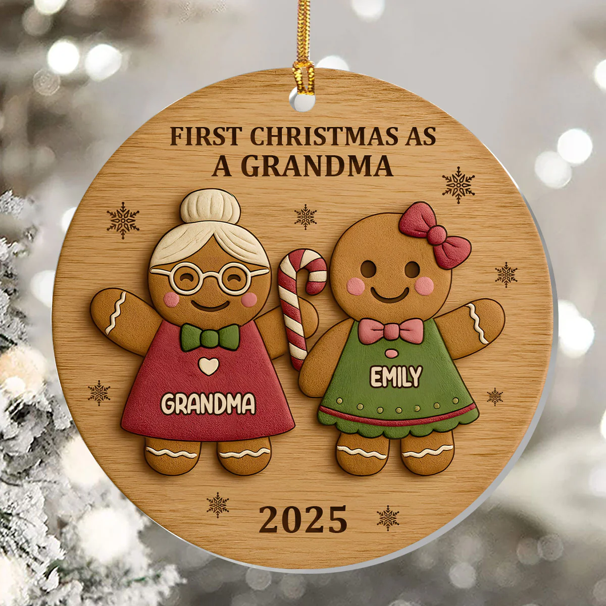 First Christmas As A Grandma - Personalized 1-Layer Acrylic Ornament - Image 5