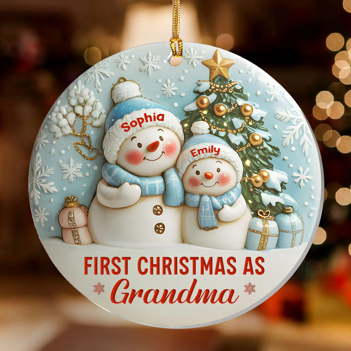 First Christmas As Grandma - Personalized 1-Layer Acrylic Ornament - Image 2