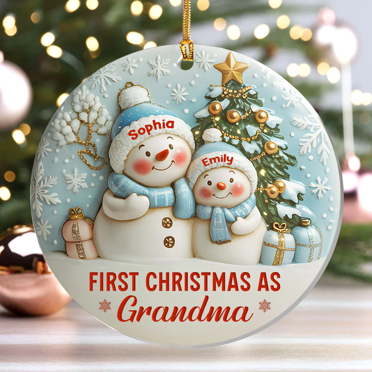 First Christmas As Grandma - Personalized 1-Layer Acrylic Ornament - Image 4