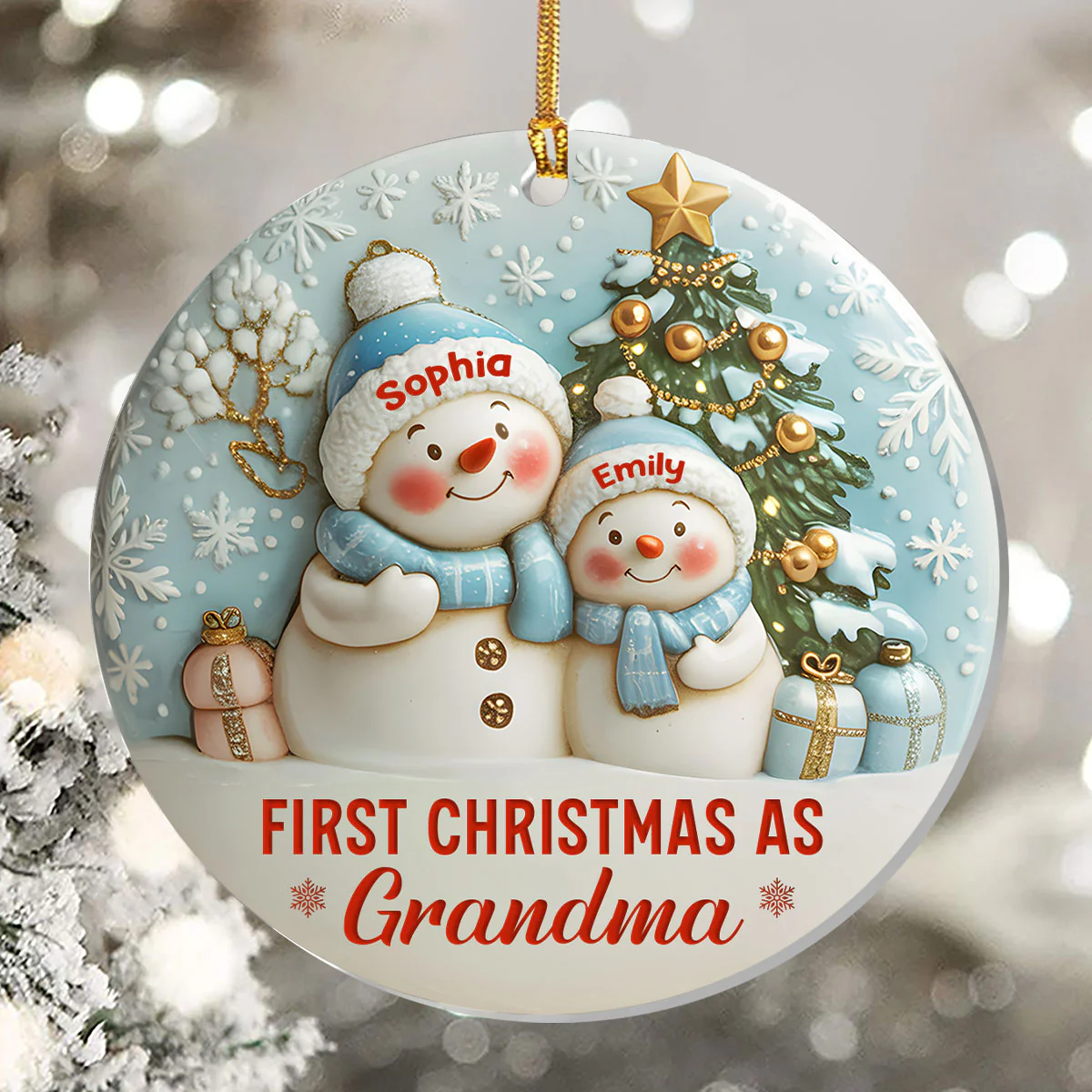 First Christmas As Grandma - Personalized 1-Layer Acrylic Ornament - Image 5