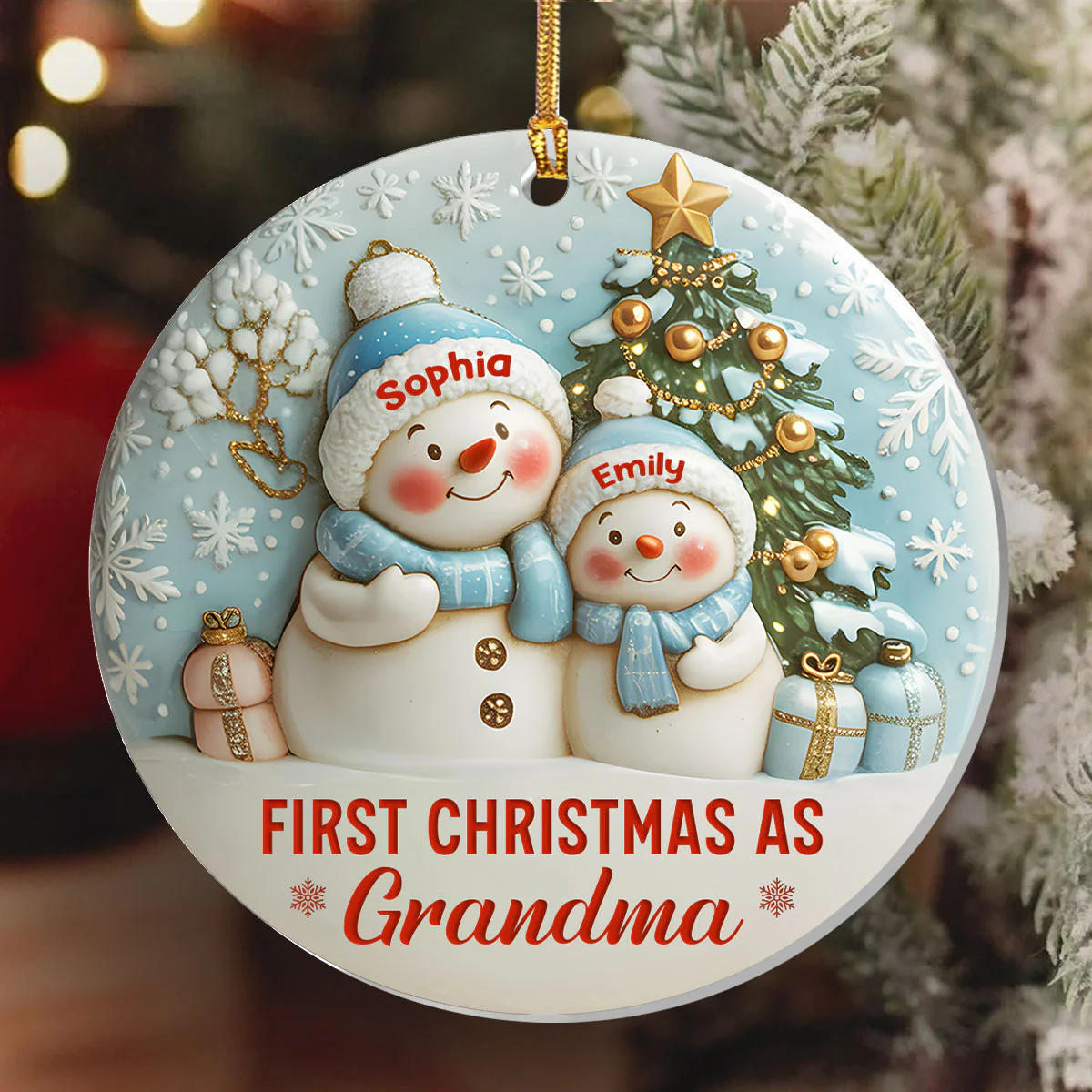 First Christmas As Grandma - Personalized 1-Layer Acrylic Ornament - Image 6