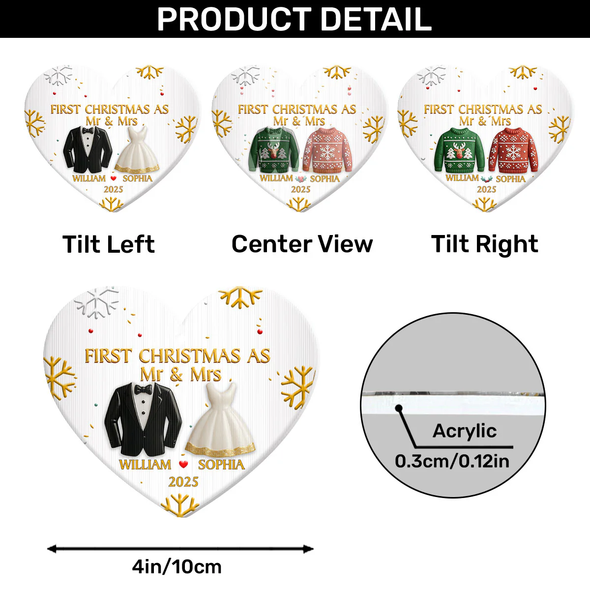 First Christmas As Mr & Mrs - Personalized Magic Ornament - Image 6
