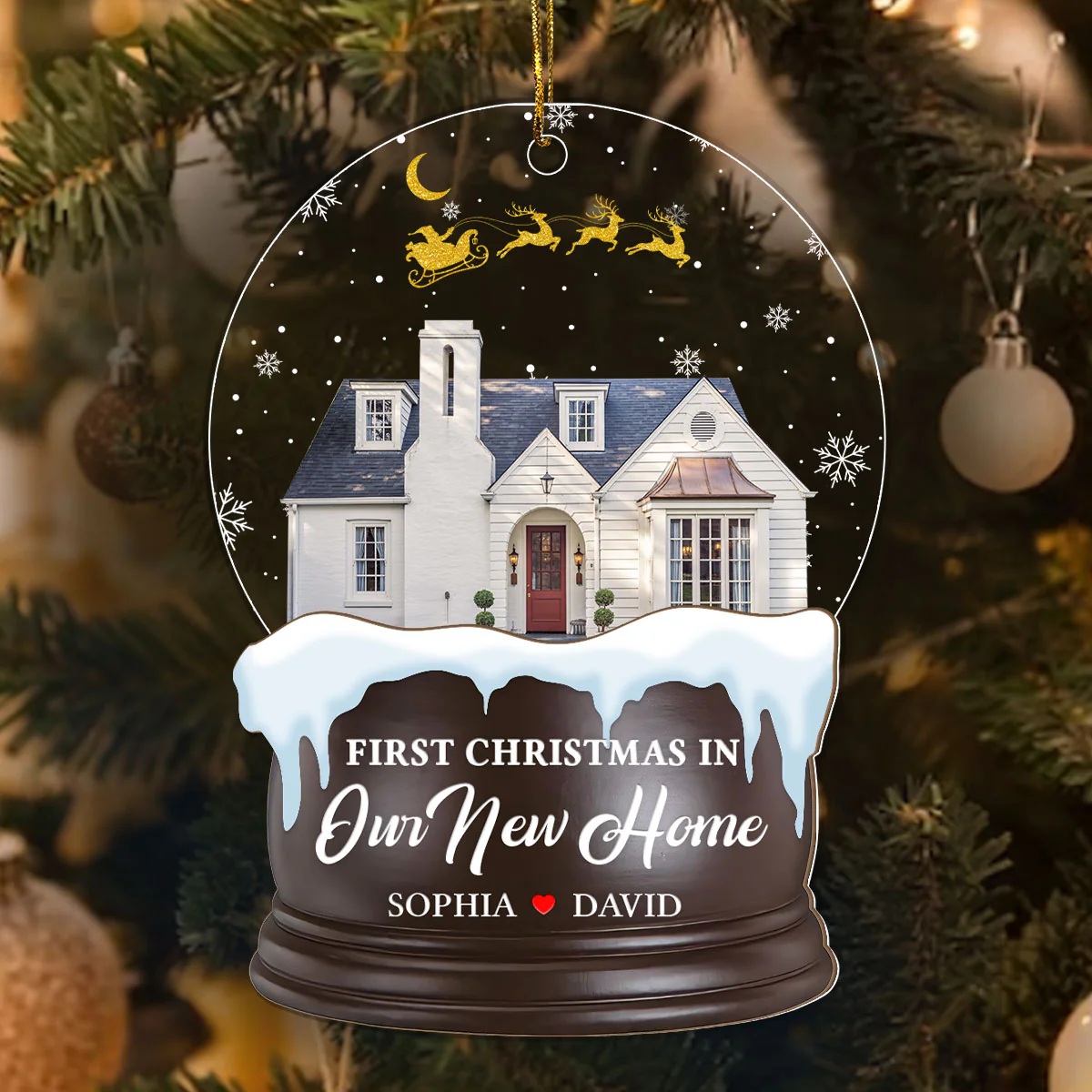 First Christmas In Our New Home - Personalized 2-Layered Wooden & Acrylic Ornament - Image 3