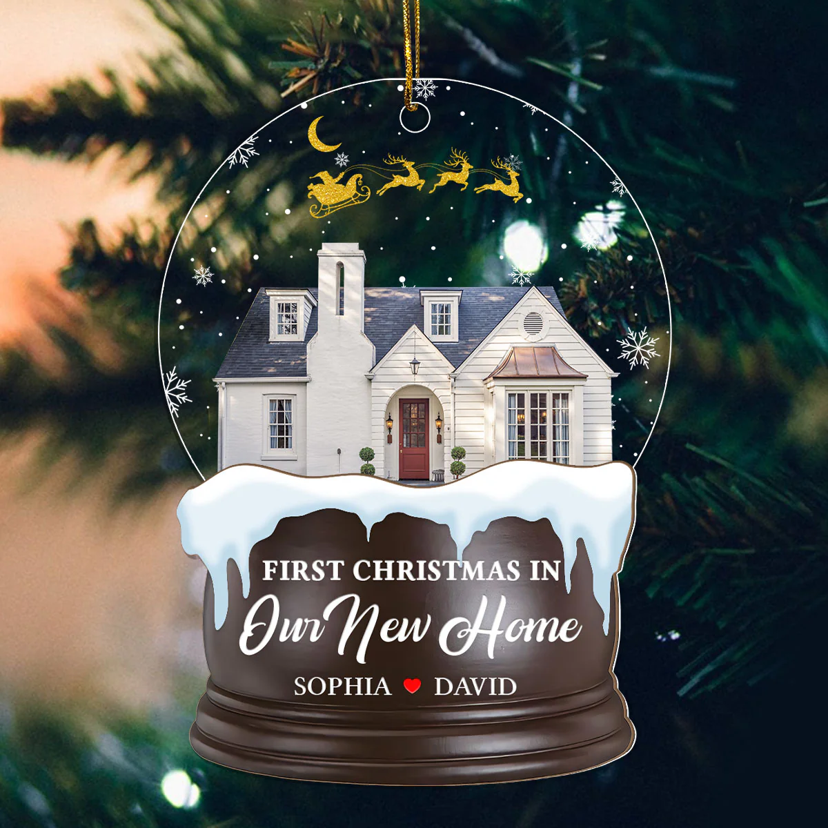 First Christmas In Our New Home - Personalized 2-Layered Wooden & Acrylic Ornament - Image 4