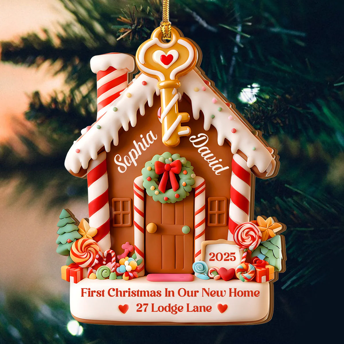 First Christmas In Our New Home - Personalized Wood Ornament Cutout & Print 1 Side - Image 4