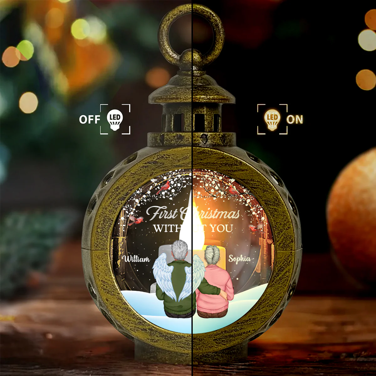First Christmas Without You - Personalized Lantern Night Light - Image 3