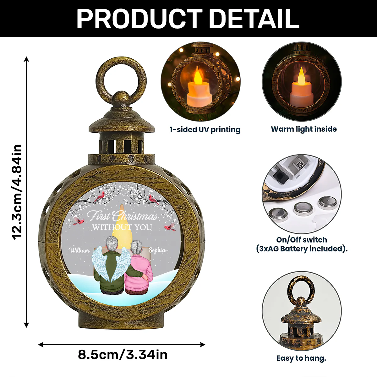 First Christmas Without You - Personalized Lantern Night Light - Image 7