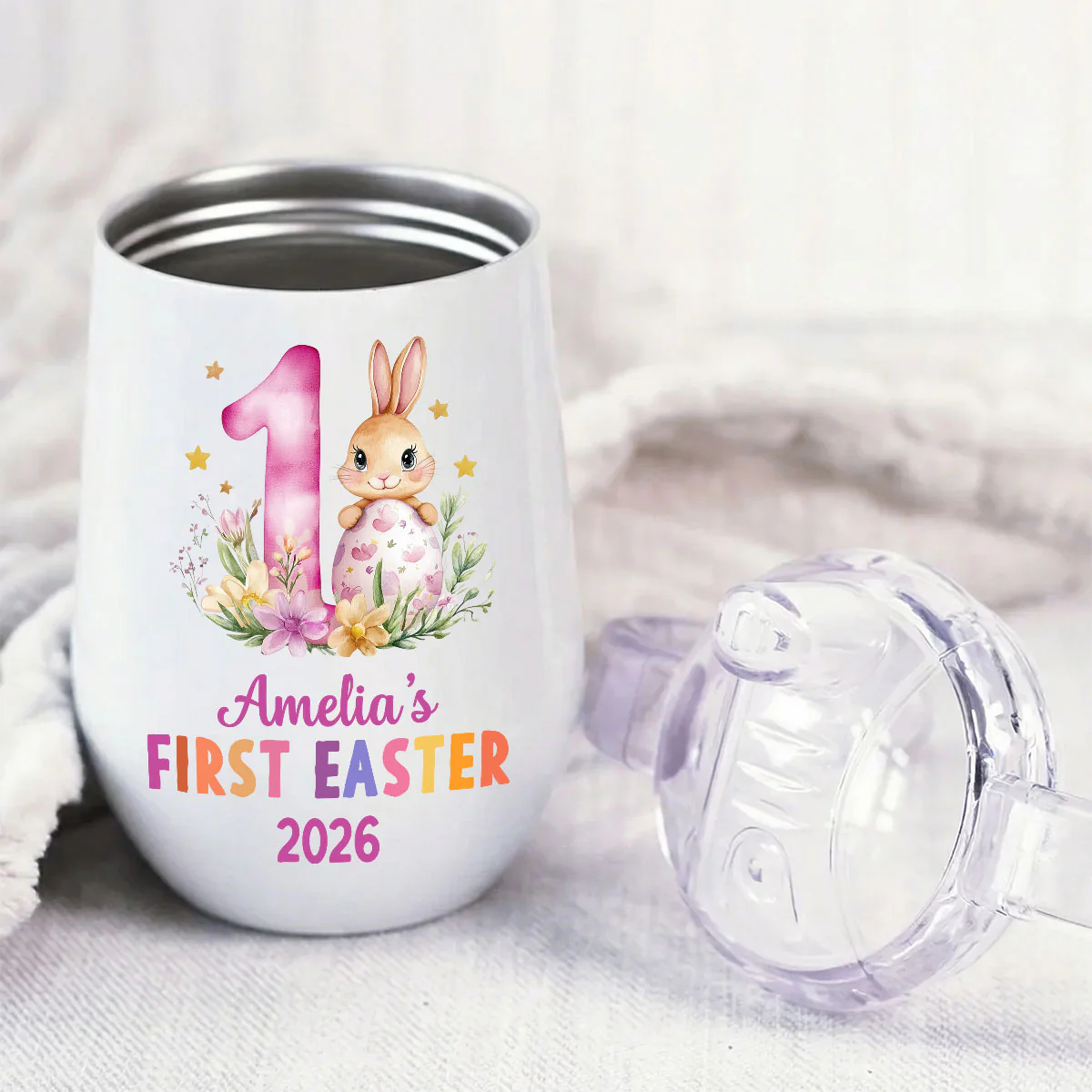 First Easter - Personalized Sippy Cup With Handles - Image 3