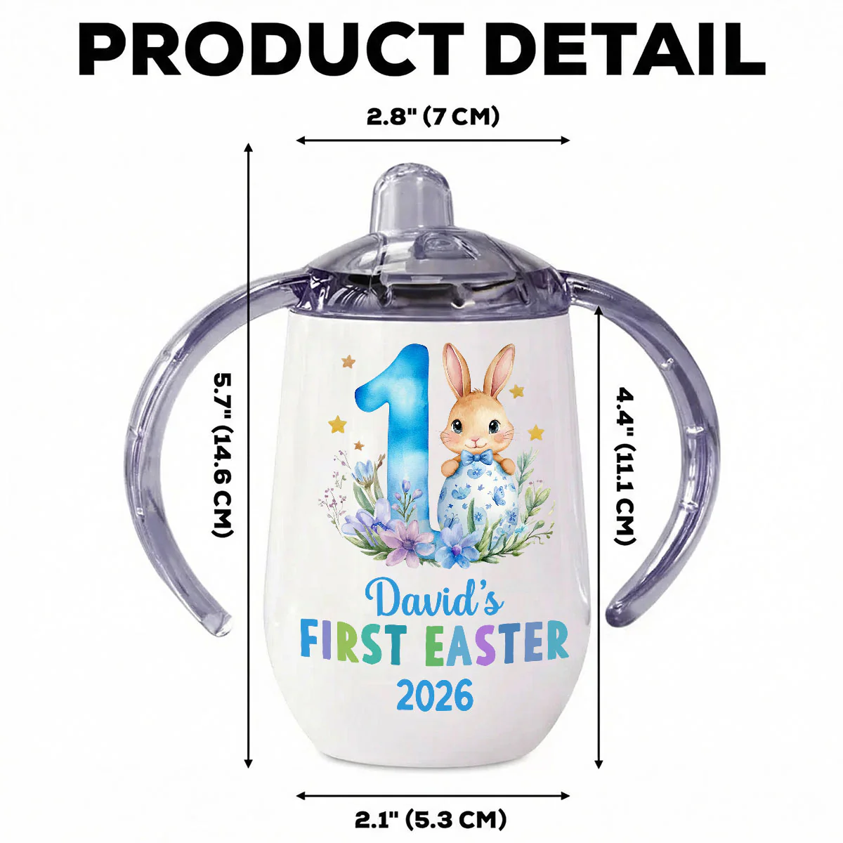 First Easter - Personalized Sippy Cup With Handles - Image 4