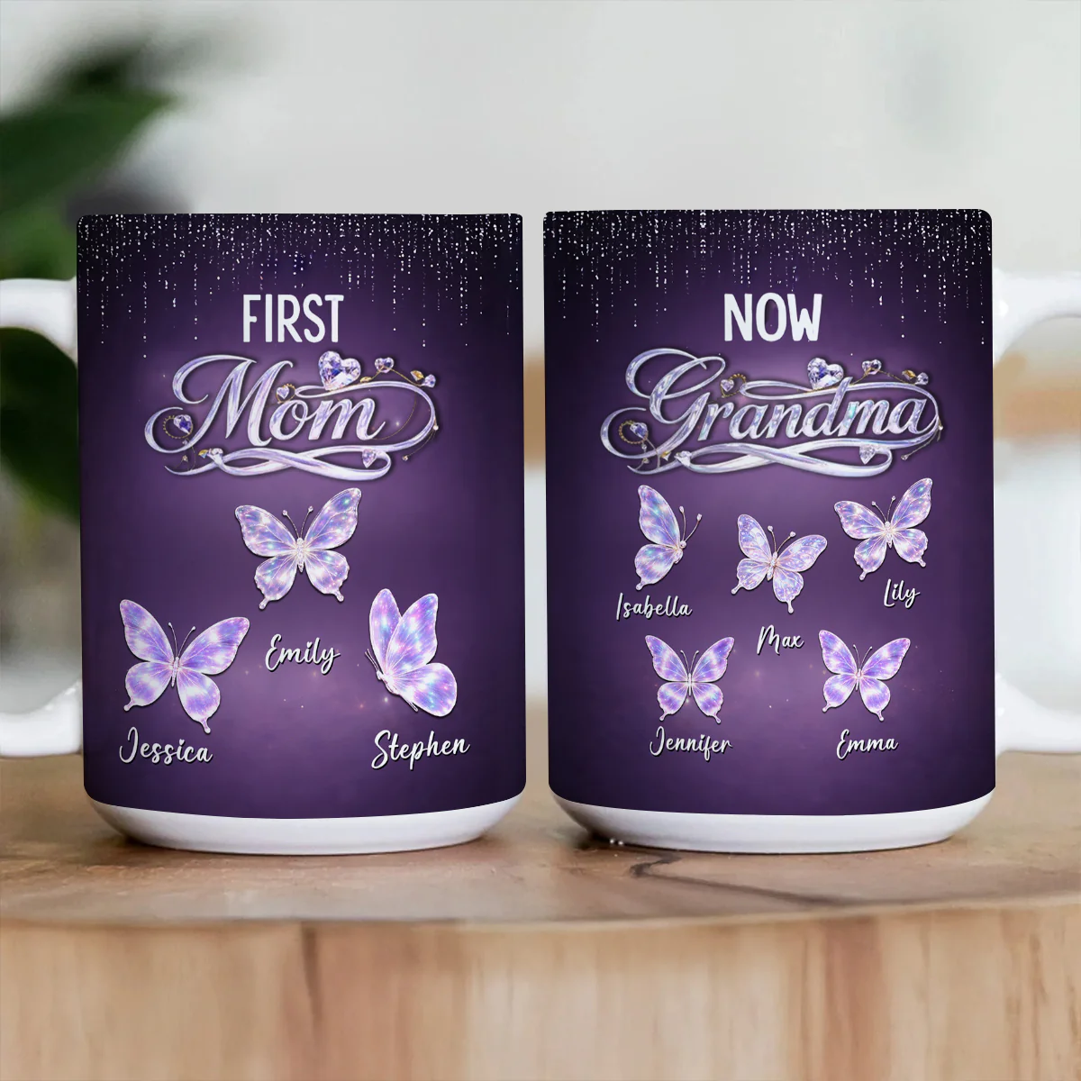 First Mom Now Grandma Crystal - Personalized Ceramic Coffee Mug - Image 2