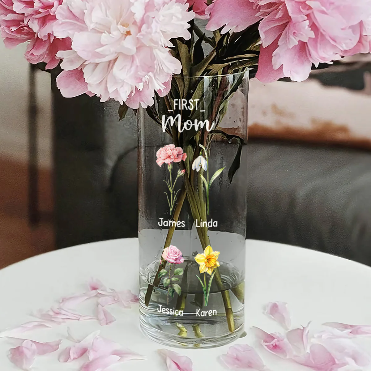 First Mom Now Grandma Mother's Day Gift - Personalized Glass Vase - Image 3