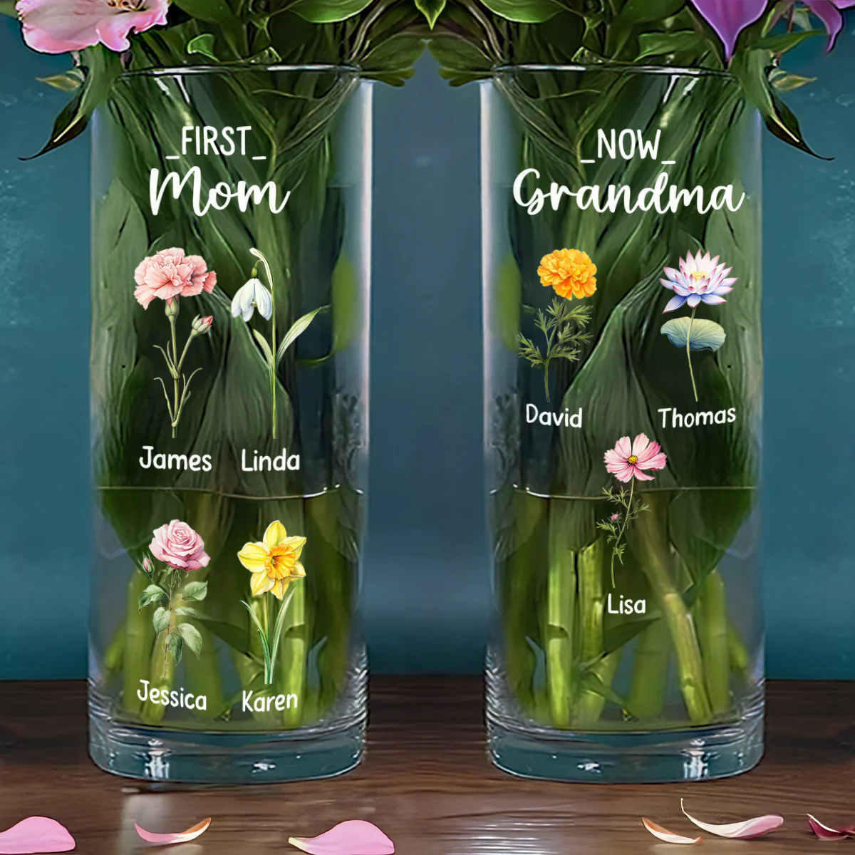 First Mom Now Grandma Mother's Day Gift - Personalized Glass Vase - Image 5