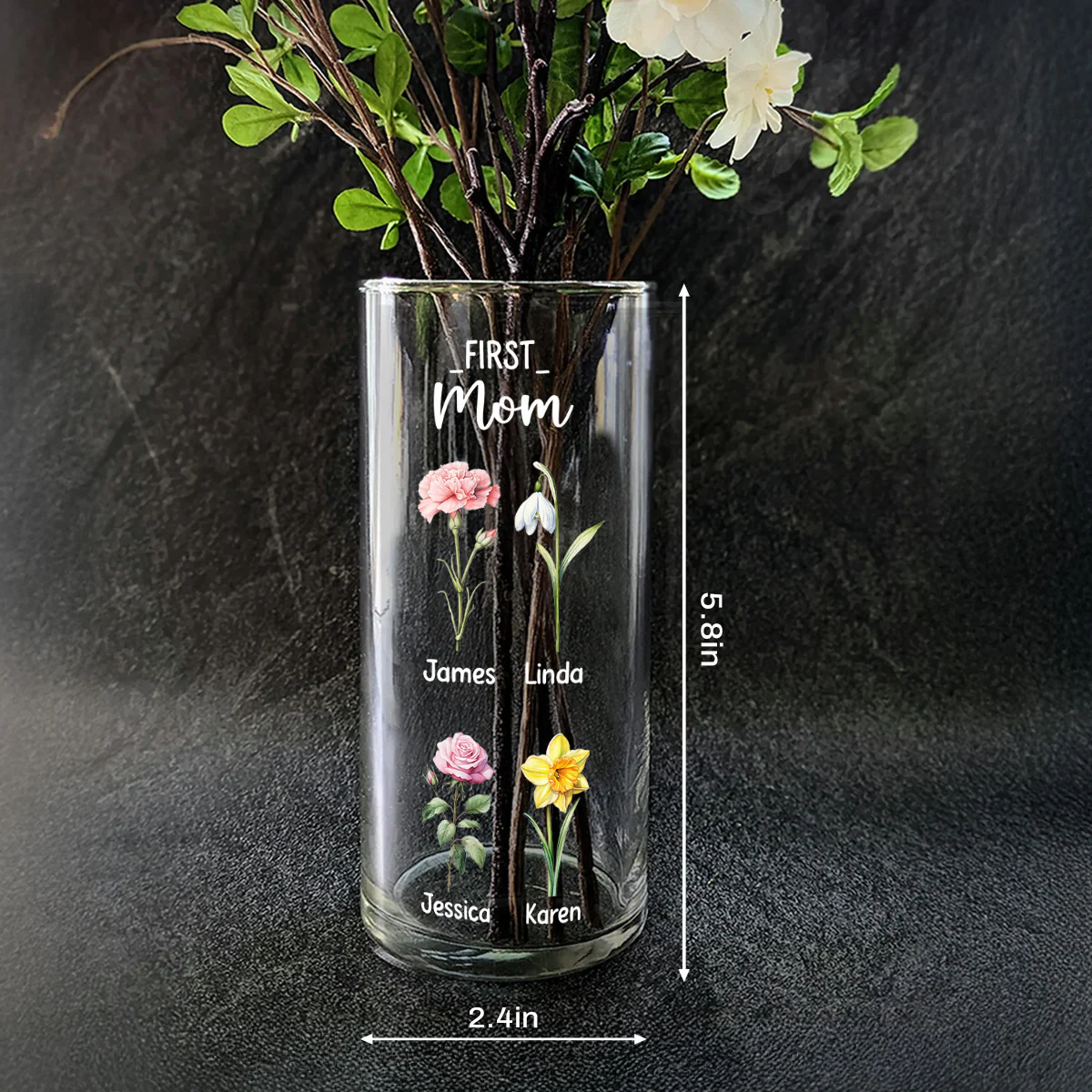 First Mom Now Grandma Mother's Day Gift - Personalized Glass Vase - Image 7