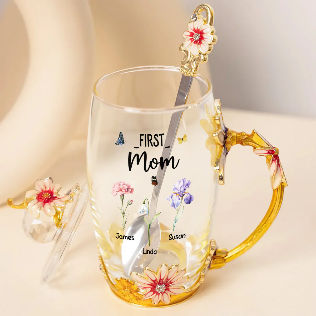First Mom Now Grandma - Personalized Flower Tea Cup - Image 5