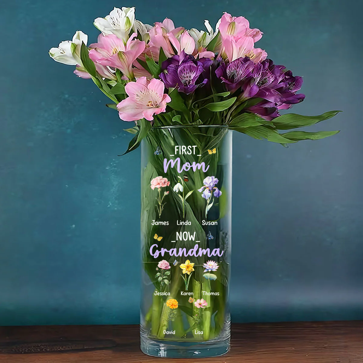 First Mom Now Grandma - Personalized Glass Vase - Image 2