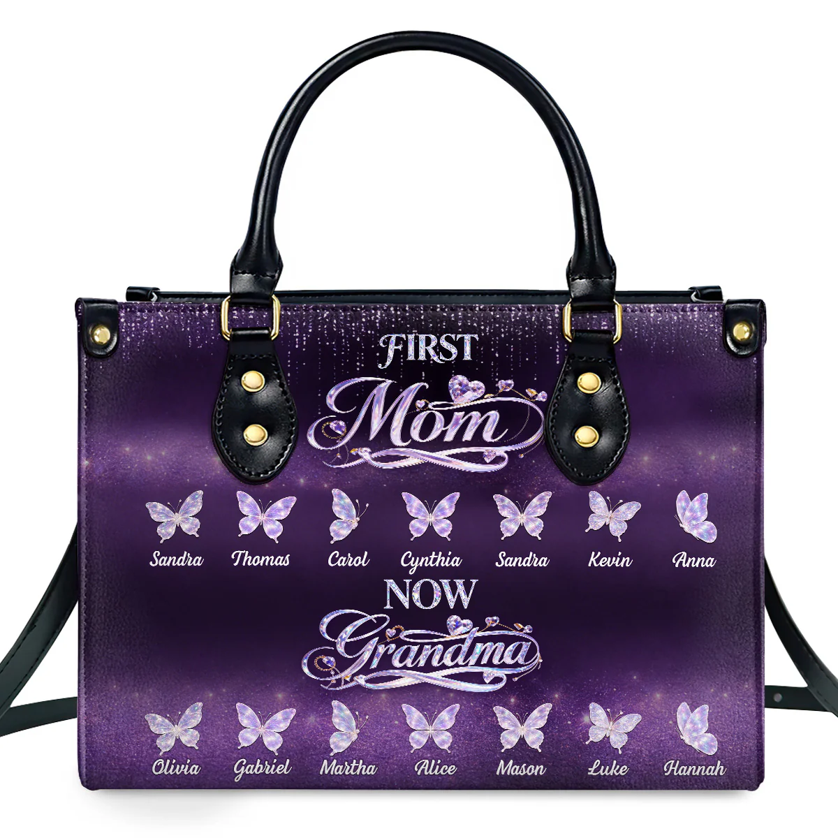 First Mom Now Grandma - Personalized Leather Handbag - Image 3