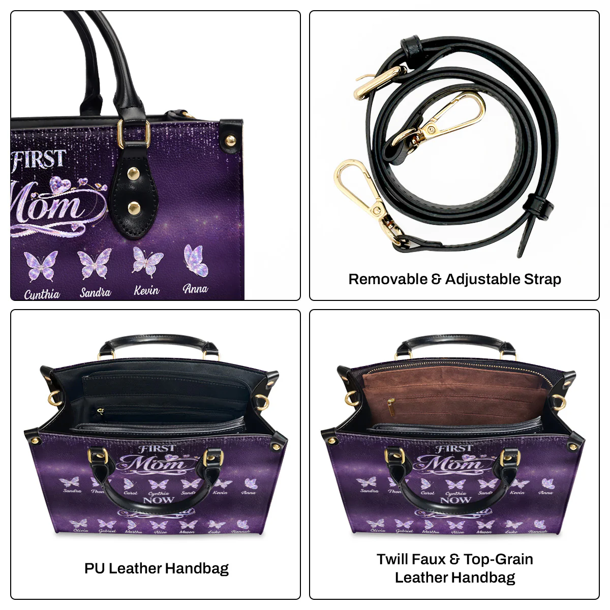 First Mom Now Grandma - Personalized Leather Handbag - Image 4